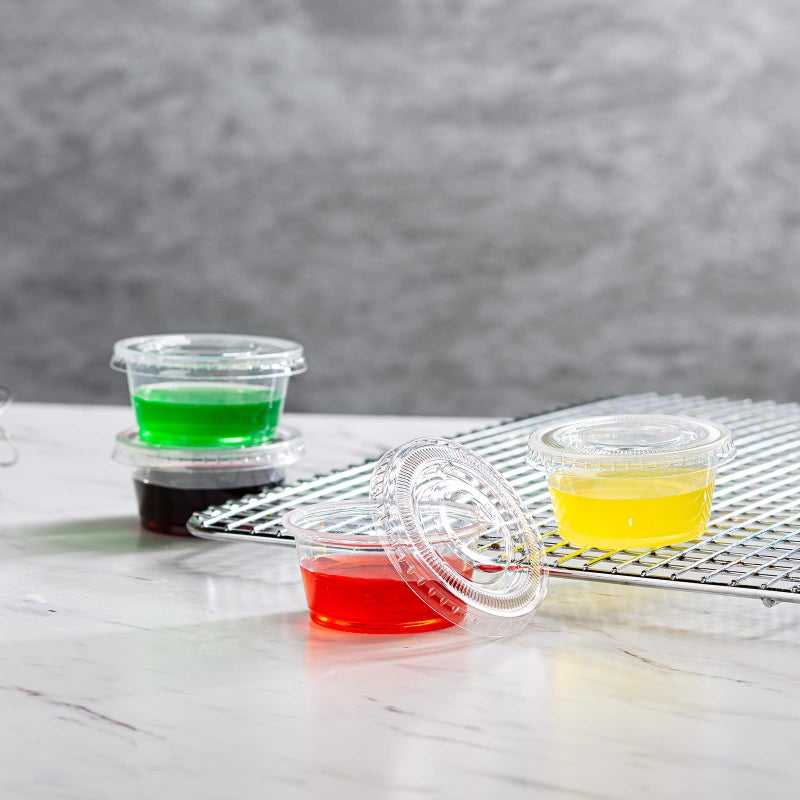 Zeml Portion Cups with Lids (2 Ounces, 100 Pack) | Disposable Plastic Cups for Meal Prep, Portion Control, Salad Dressing, Jello Shots, & Medicine | Small Plastic Condiment Container - Image 3